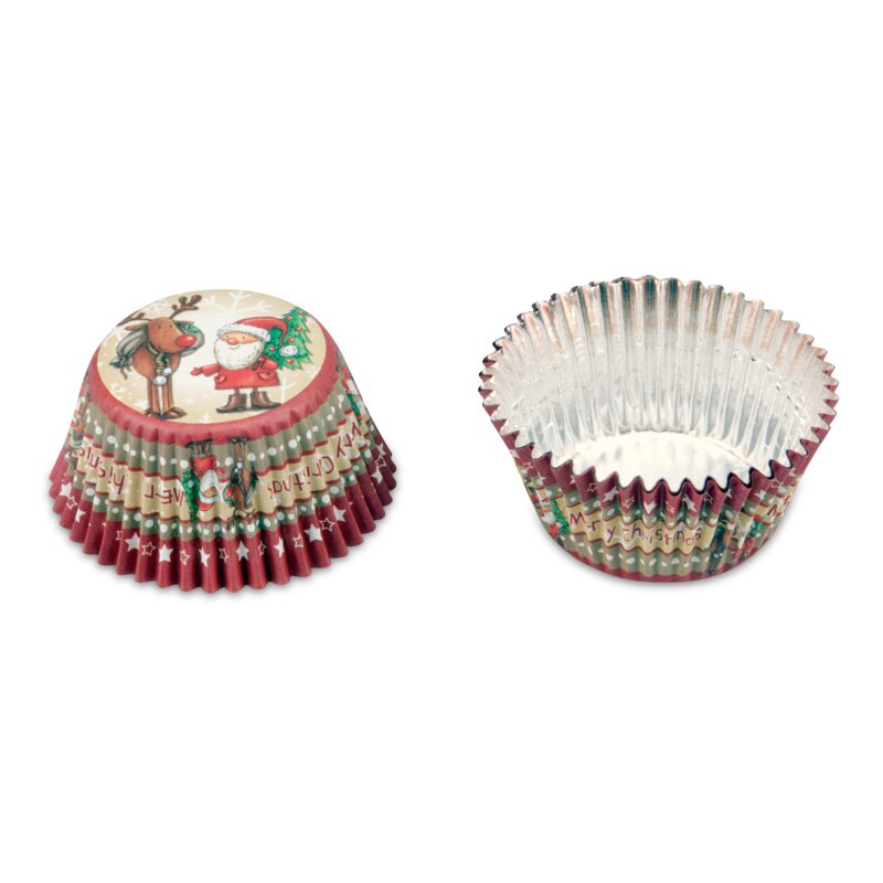 Lanstics Weihnachts-Cupcake-Förmchen Set 350 Stück – 6 Designs, Inkl. Schneeflocken-Topper, Papier