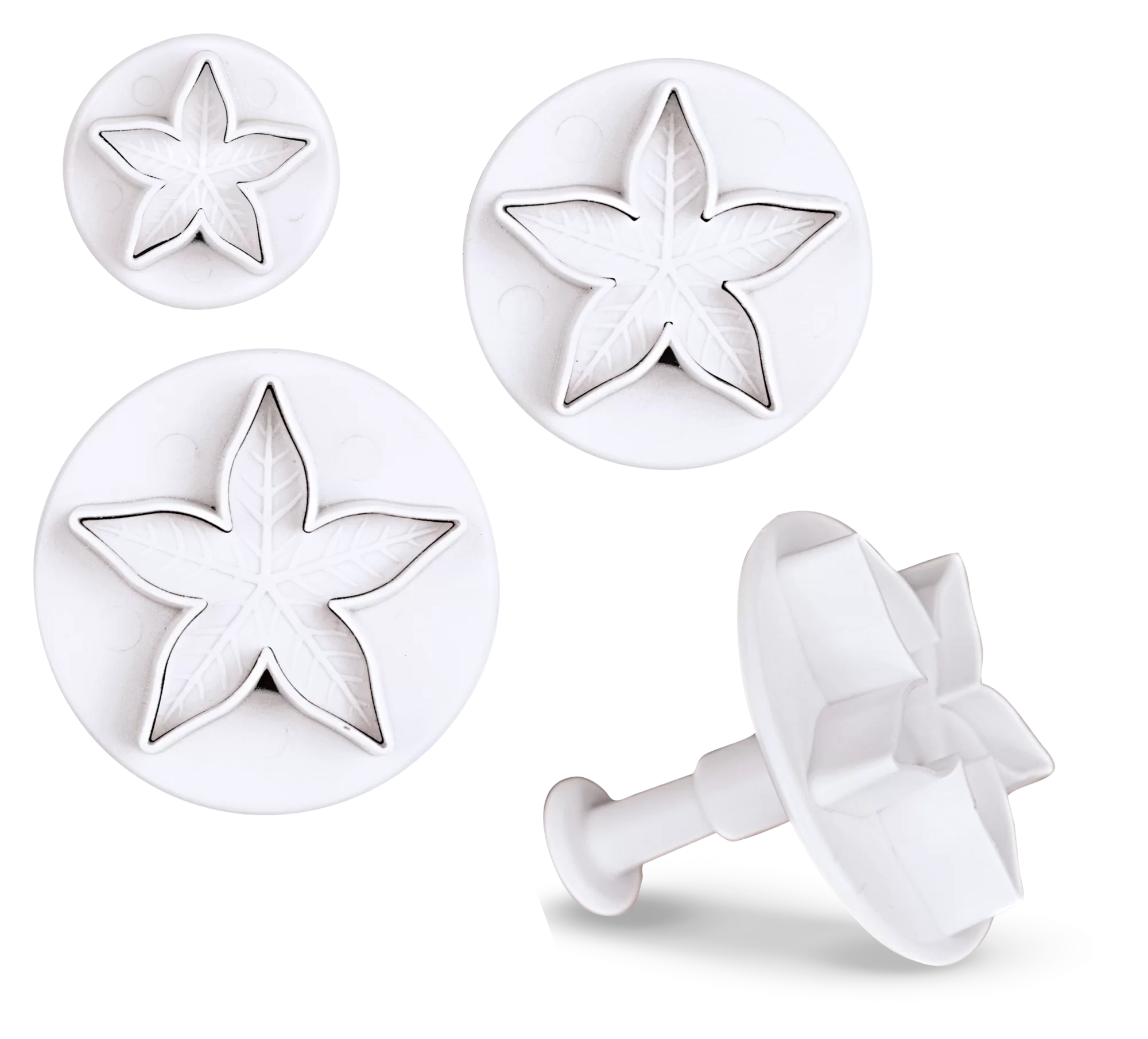 Sternfrchte / Weihnachtssterne  Set, 3-teilig - Profi-Ausstecher mit  Auswerfer | STDTER Backshop