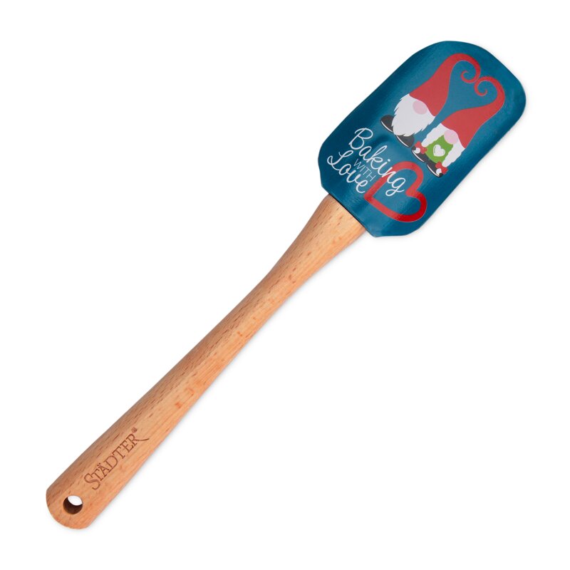 Städter Teigschaber Mit Wichtel-Motiv – 25 Cm, Silikonblatt & Buchenholzgriff, Hitzebeständig Bis 170°C